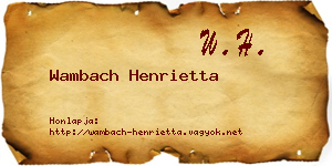 Wambach Henrietta névjegykártya